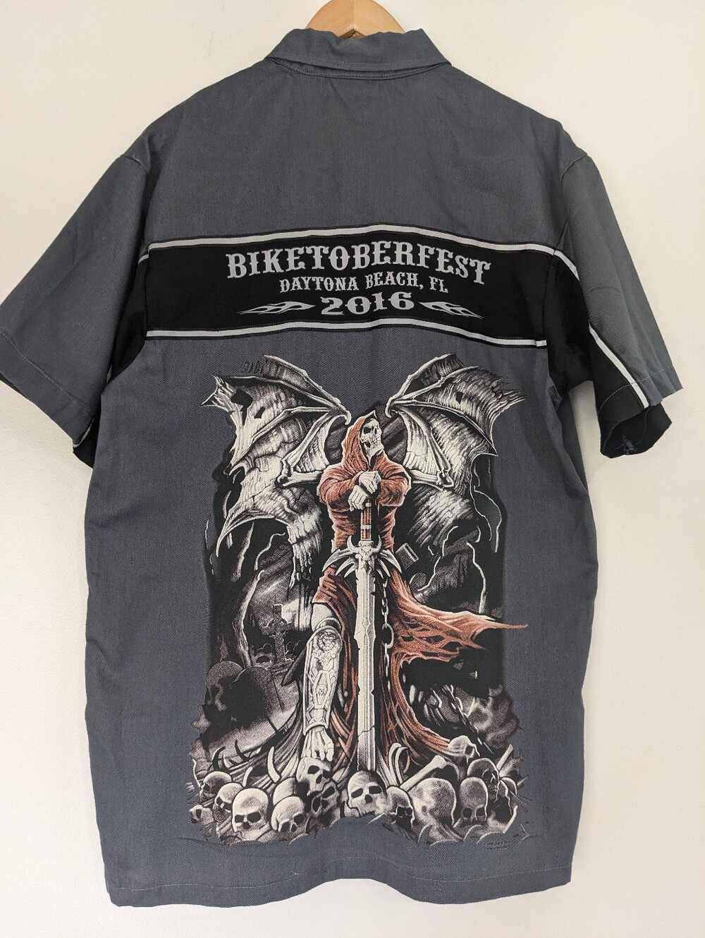Biketoberfest Shirt Daytona Beach 2016 Bikers Pride Mechanic Style Button Down M